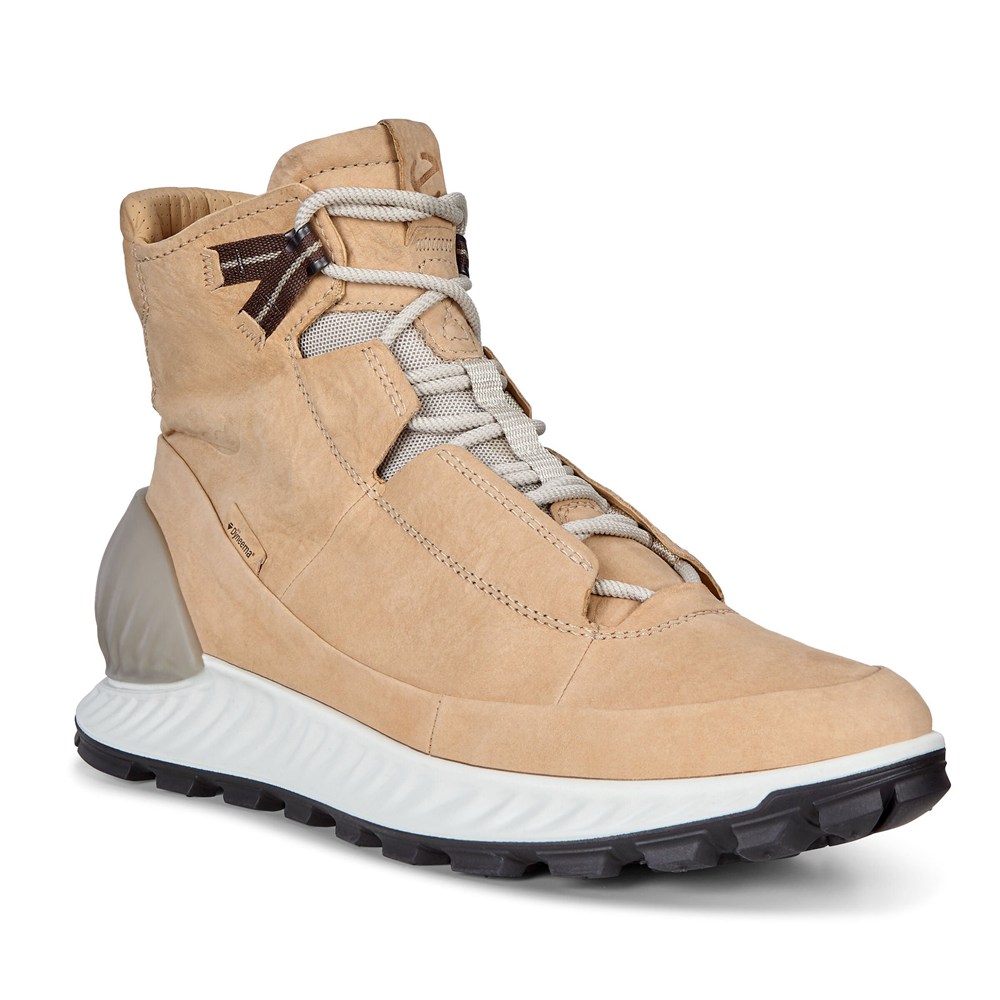 Mens Hiking Shoes - ECCO Exostrike Mid Boot - Beige - 9413USXPI